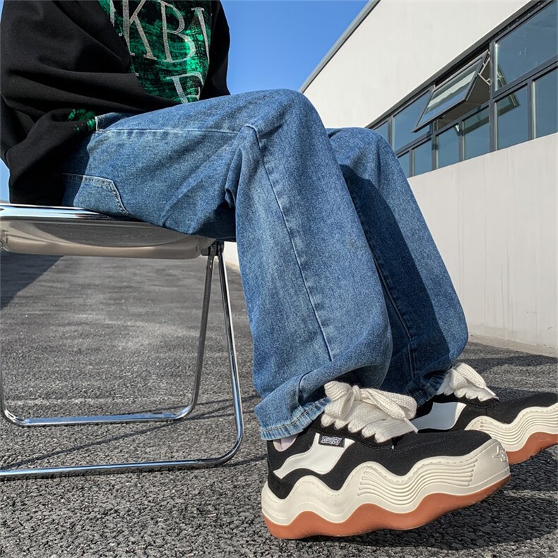浅蓝牛仔裤男春季宽松直筒高街vibe休闲长裤A080-9291-P35控58,男装牛仔裤,电商A080