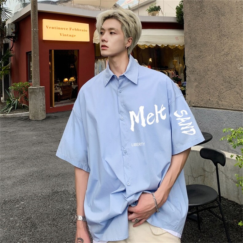电商DSA028-MDSP733P38夏季新款港风百搭潮流印花短袖衬衫男,男装T恤,电商A028