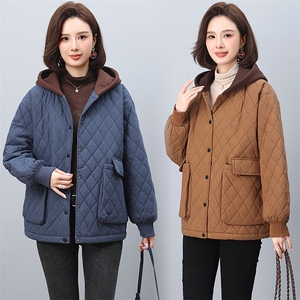 2024年冬季新款加厚保暖棉衣棉服女连帽韩版菱格休闲棉袄短外套女图片