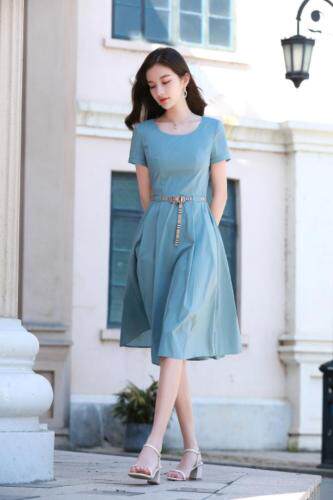 【夏季新款】知性优雅的轻熟风，简单大气的圆领设计，简洁大方，，女装，杰菲娜