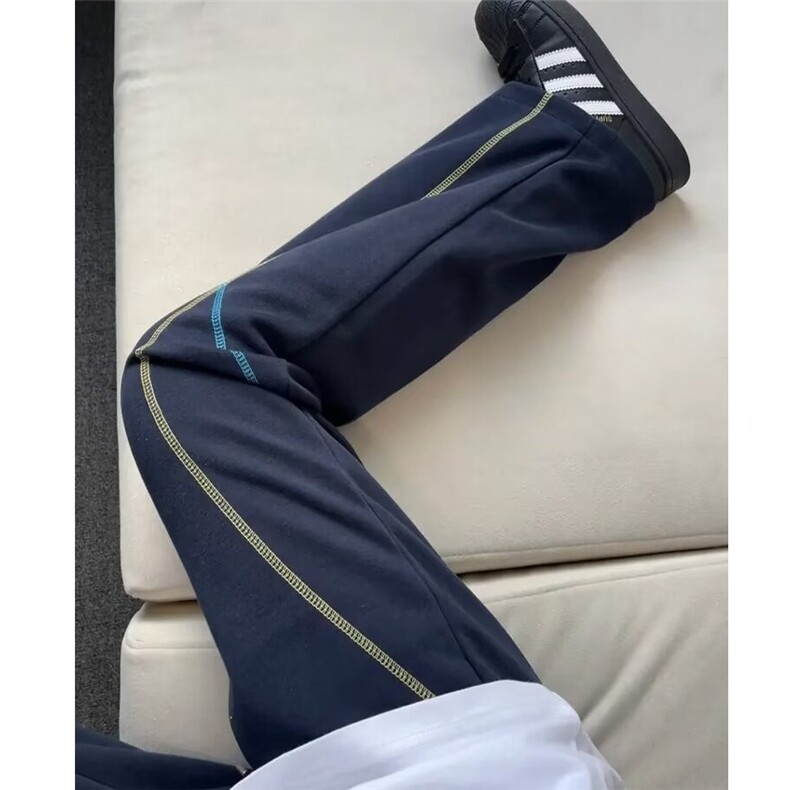 美式复古阔腿裤女速运动宽松明线设计工装休闲裤潮LC3288-P36,男装工装外套,星座1008