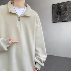 M-8XL秋冬半拉链卫衣摇粒绒大码学生复古外套立领上衣WY5105/P58，男装卫衣，电商B238