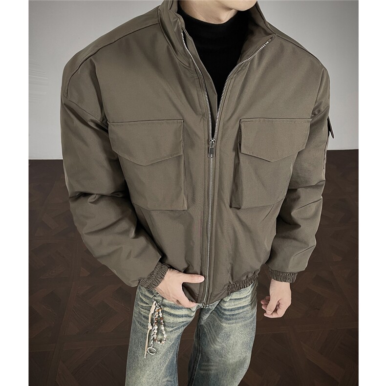 W85129 特P90 控158 工装立体口袋宽肩立领加厚棉衣棉服男图片