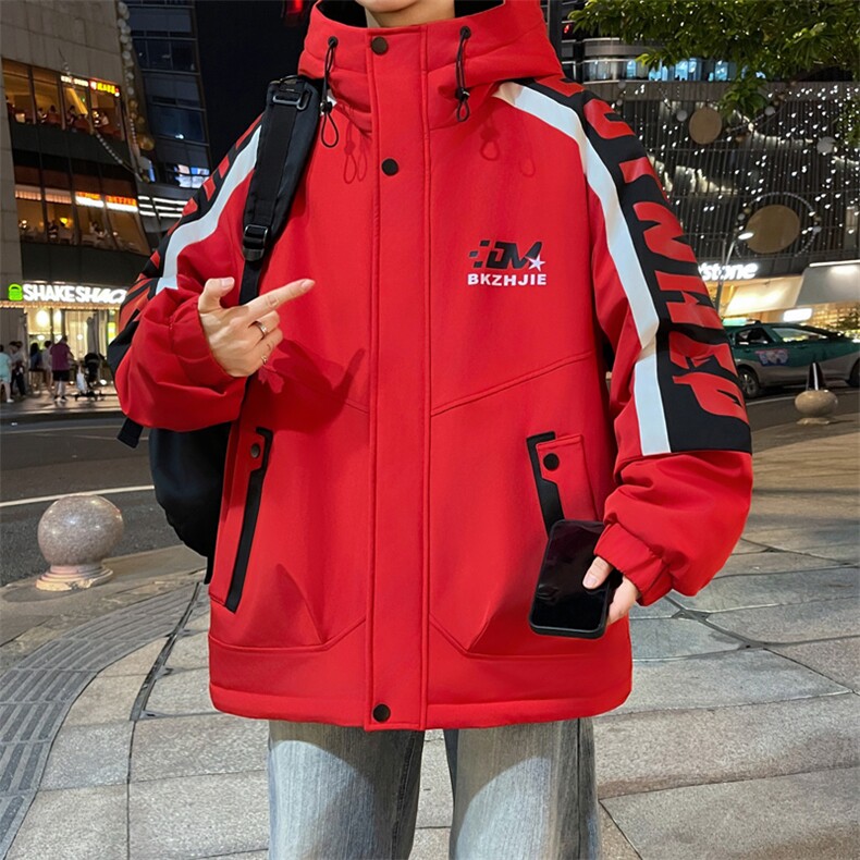 加绒加厚连帽夹克男秋冬时尚潮流加厚棉衣男外套L8658-P87,男装夹克,星座310B-3