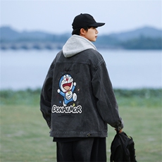 字母印花牛仔外套百搭美式夹克春秋季潮流宽松情侣衣服JK1126-P88，男装工装外套，星座1103-3