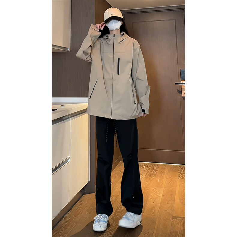 2024春季新款女模内景大码防水冲锋衣夹克M-5XHJ24082-特P65,男装夹克,电商A022