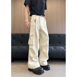 杏白色速干工装裤男夏季薄款直筒户外登山防晒阔腿运动裤 KSQ92图片