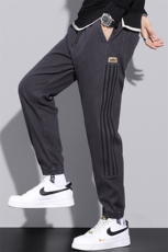 秋冬季条纹休闲束脚卫裤青年男士加绒加厚保暖运动裤大码现货外贸，男装休闲裤，星座224-3