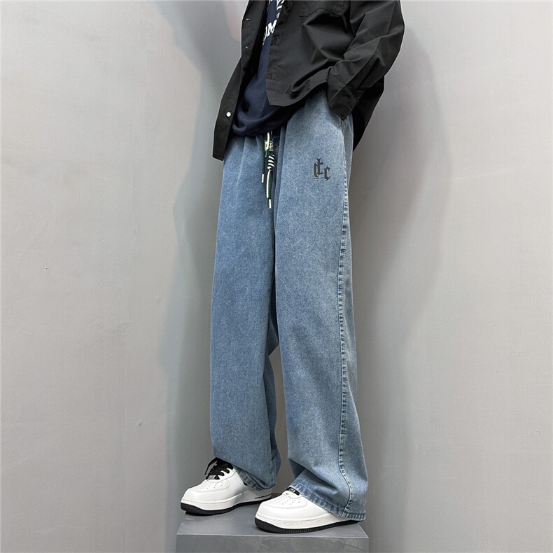 k1036-p48-控78M-5xl港风高阶黄泥黑暗宽松大码牛仔裤,男装牛仔裤,星座116