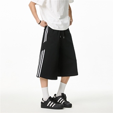 抖音品质春夏新款美式条纹宽松休闲七分裤B315-K25681-特P35控68，男装休闲裤，电商B315