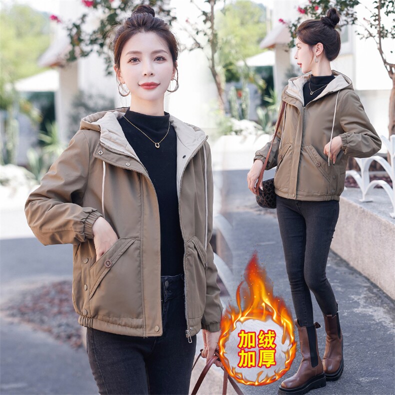 冬季棉服短外套女2025新款学生连帽小个子加绒加厚保暖派克服棉衣,女装棉衣/棉服,以桐