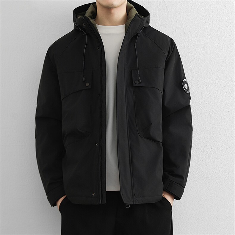 冬季御寒服男士新款冲锋衣棉服保暖潮流口袋棉衣防风连帽外套,男装夹克,星座914