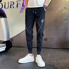 社会小伙裤子痞帅潮牌网红裤修身小脚裤精神束脚九分裤A18P45控68，男装休闲裤，星座712-1