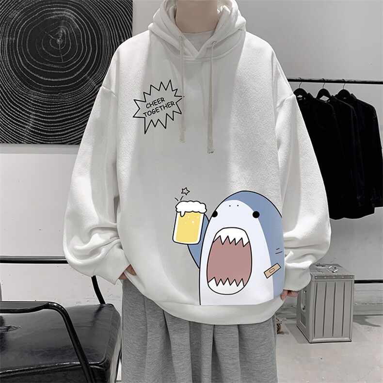 WY2137-P35加绒款-P40纯棉连帽卫衣男大码运动帽衫宽松薄外套男,男装卫衣,电商A040