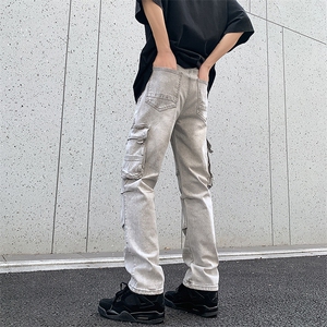 春季新款港风美式高街多口袋工装牛仔裤潮 XZ213-K60647-P75控88图片