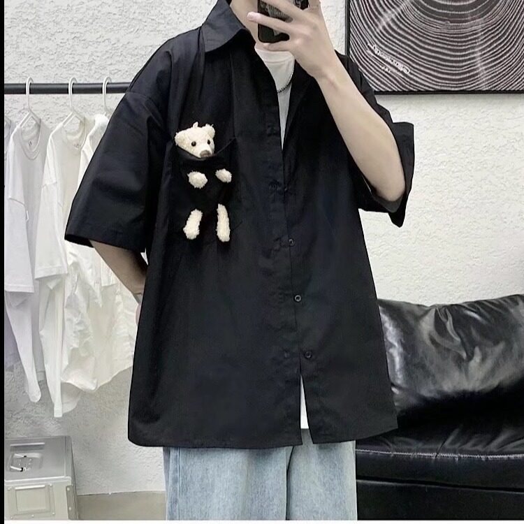 日系条纹短袖衬衫男潮牌潮流少年感穿搭半袖衬衣外套式夏,男装衬衫,星座218-1（原230）