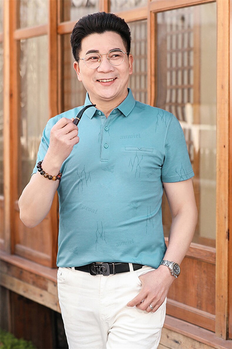 2023夏季新款短袖T恤保罗polo衫中年商务休闲男装半袖翻领男薄款,男装Polo衫,电商B212（原钱塘6029）