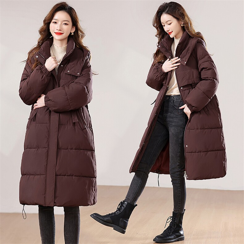 2024冬季新款时尚气质优雅宽松舒适保暖长款棉衣，女装棉衣/棉服，香香