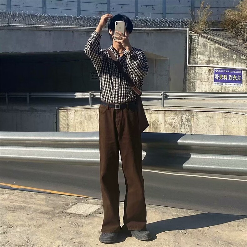 美式ins高街暗黑小众修身毛边微喇牛仔裤K7777-P48,男装牛仔裤,星座1109-3
