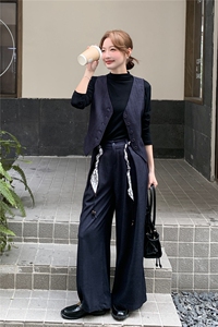 老钱风马甲套装女2025秋季新款超好看高级感气质显瘦阔腿裤两件套图片