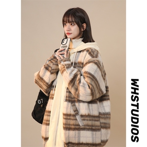 冬季新款小香风毛呢加棉保暖外套棉衣棉服225-2-20909-P135控158