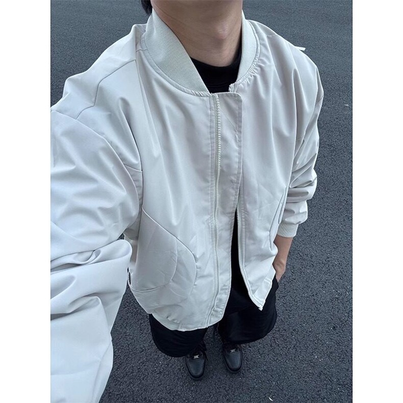 白色ma1飞行员夹克外套美式复古休闲棒球服JK2402A特P58,男装夹克,星座908-1