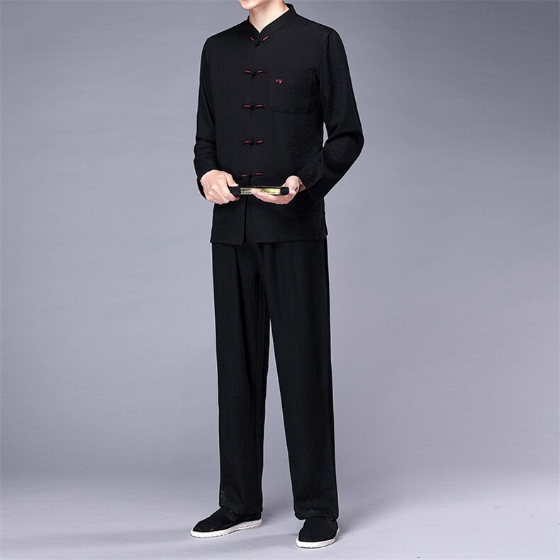 AN9368钱塘2020-3秋季新款高品质男士宽松休闲唐装套装两件套P130图片