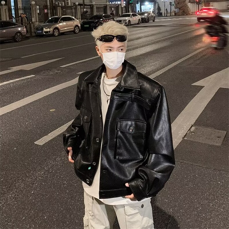 秋季新款宽松皮衣夹克男休闲百搭潮流痞帅外套JK8805-P85128,男装皮衣,星座1209-2
