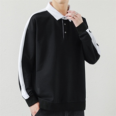 高品质日系翻领拼接长袖POLO衫男士潮款百搭卫衣男PL01-P46，男装卫衣，星座1204