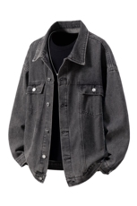 刺绣拼接牛仔夹克男大码M-5XL潮白底外套男NZ77065P95控128，男装工装外套，星座227-7
