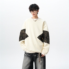 8XL-M春秋季圆领拼接撞色民族风卫衣男新款潮牌上衣服WY005P58，男装民族服装，电商B312