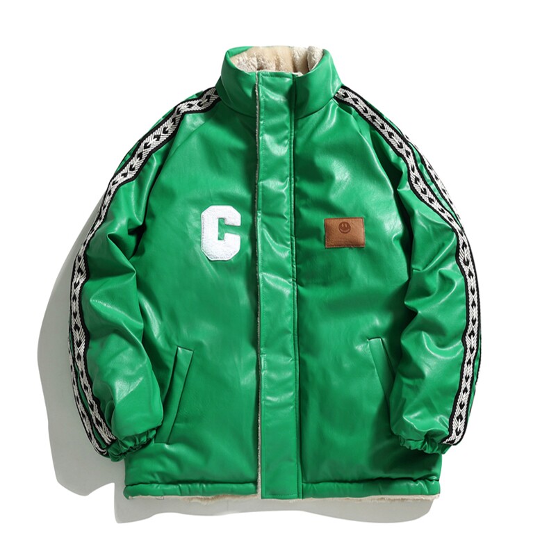 双面穿PU皮衣外套棉衣男加绒情侣棉服面包服棉袄女3323-P90控128,男装皮衣,星座207