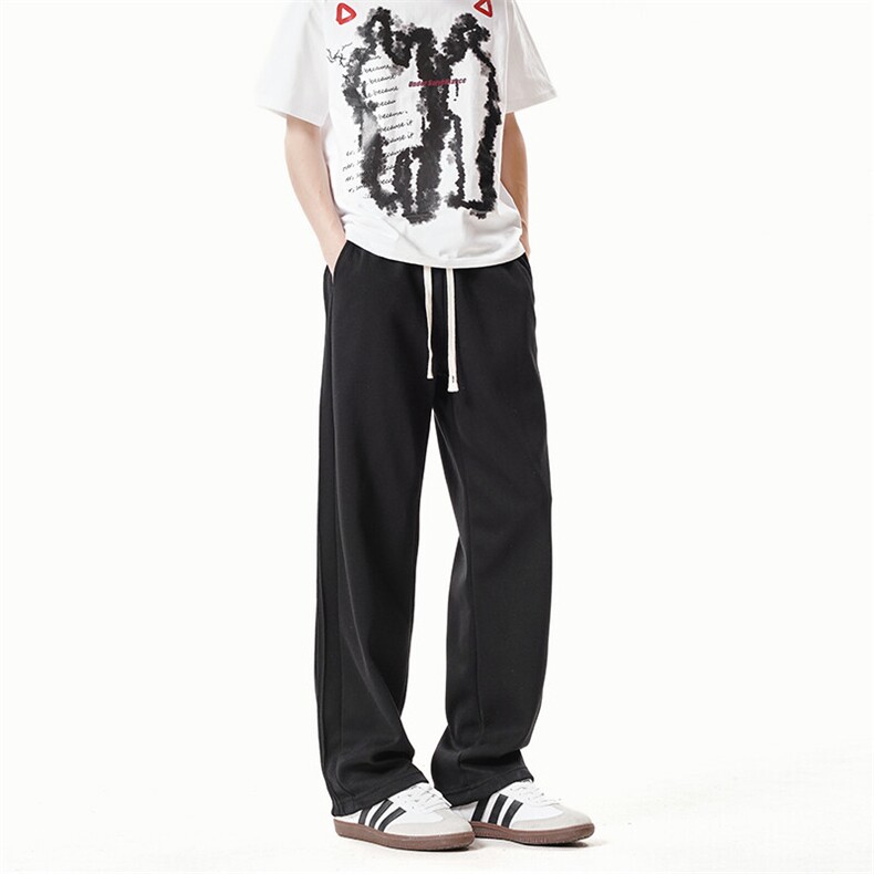K10033-P35潮牌卫裤男2025新款百搭褶皱宽松直筒休闲长裤,男装休闲裤,电商A178
