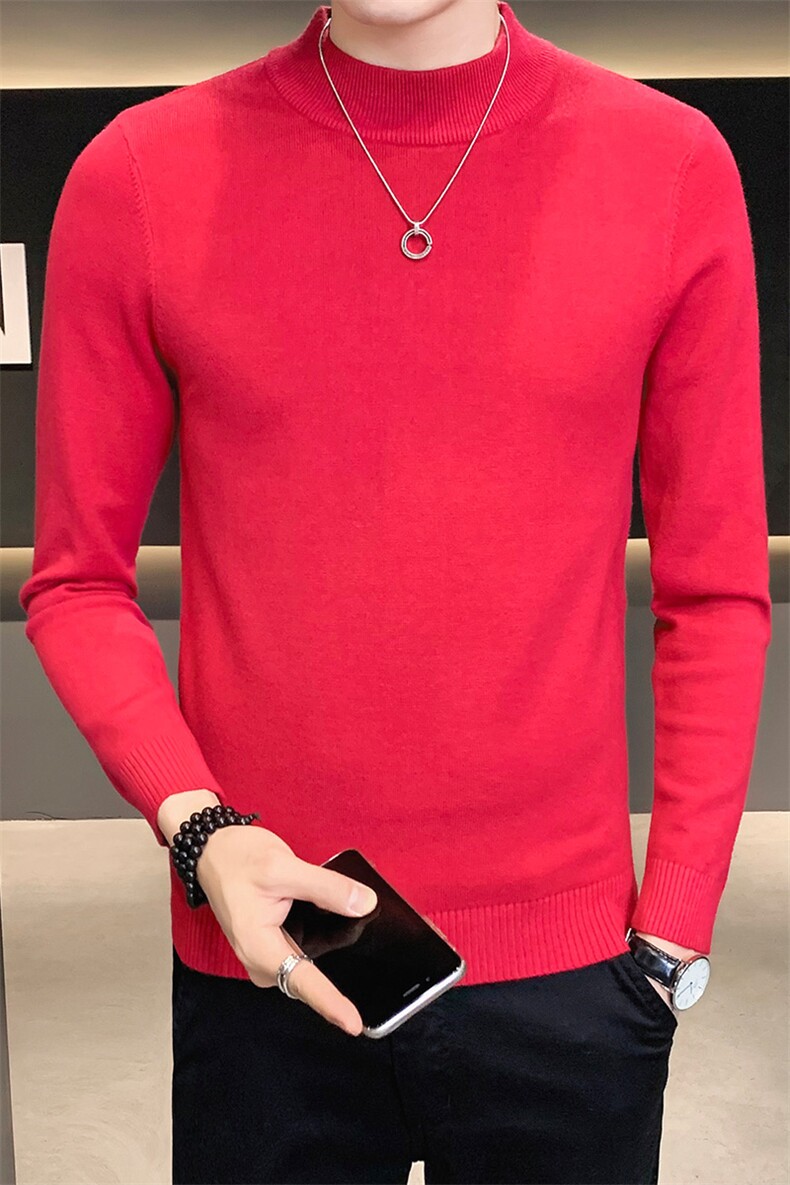 12色纯色毛衣打底衫男秋冬内搭半高领修身针织衫M602特p35,男装针织衫/毛衣,电商D303