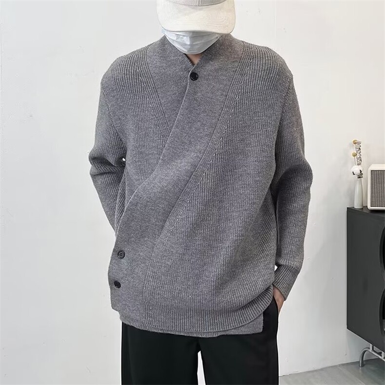 2024秋冬季新款慵懒风拼接立领针织开衫男宽松轻奢毛衣外套888,男装针织衫/毛衣,星座506
