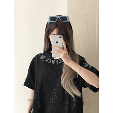 万针全刺绣工艺抖音得物高品质260克重磅纯棉双纱美式高街短袖T恤，男装T恤，电商A486-1