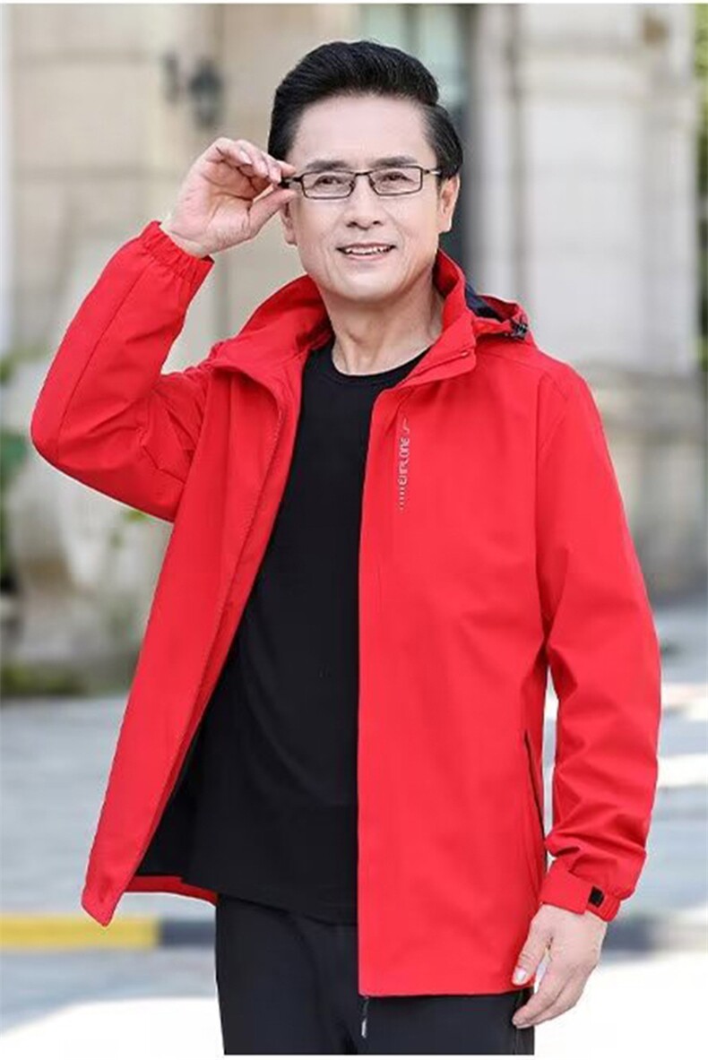 GK66P60中老年夹克四季款连帽防水冲锋衣爸爸装男士商务茄克外套,男装夹克,星座1108-3