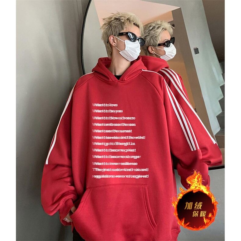 抖音得物供货提供视频秋冬重磅美式宽松织带连帽卫衣0427,男装卫衣,电商A486
