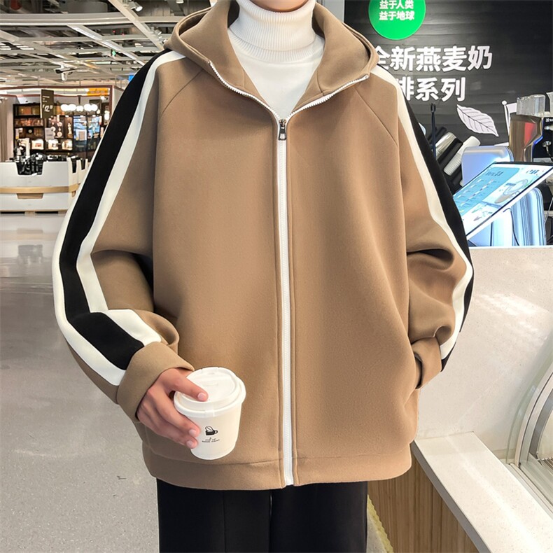 男装呢料夹克23秋冬新款毛呢大衣男生连帽外套XZ514-2-F595-P125,男装夹克,星座514-2(原B239)