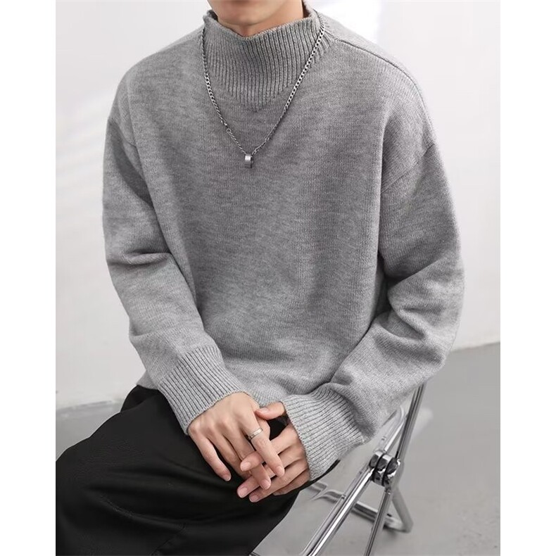 半高领毛衣男宽松内搭中领针织衫打底衫羊毛线衣潮流秋冬2310P50，男装T恤，星座410-2