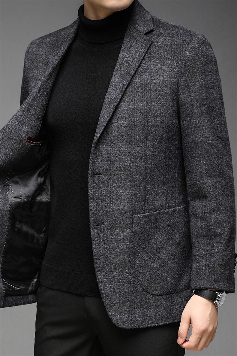 中年男士羊毛西装秋冬商务休闲百搭单西服男上衣外套DS81010-P275，男装西服，电商B212（原钱塘6029）