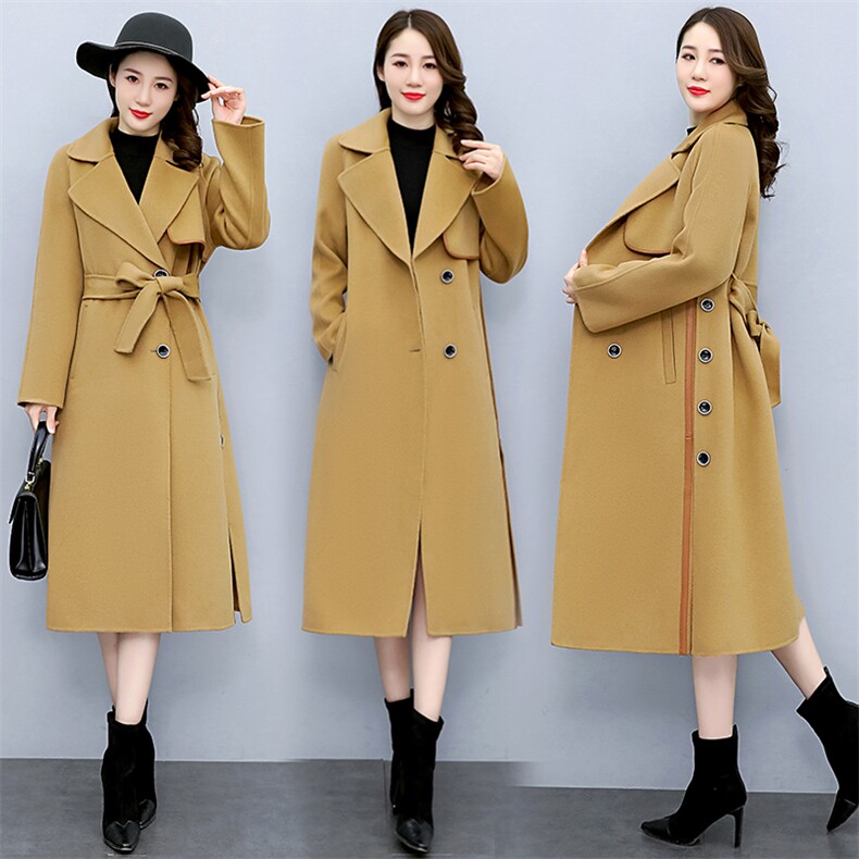 2024年冬季新款双面羊绒手工缝制气质时尚长款羊毛呢外套，女装双面呢，妙形