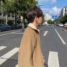 抖音直播！半高领拉链套头针织毛衣男外套男XH13-p55，男装针织衫/毛衣，电商B367