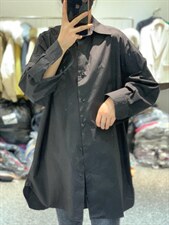 2022年春季新款韩版百搭纯色休闲系扣宽松显瘦长袖衬衫潮，女装衬衫，L·H·X