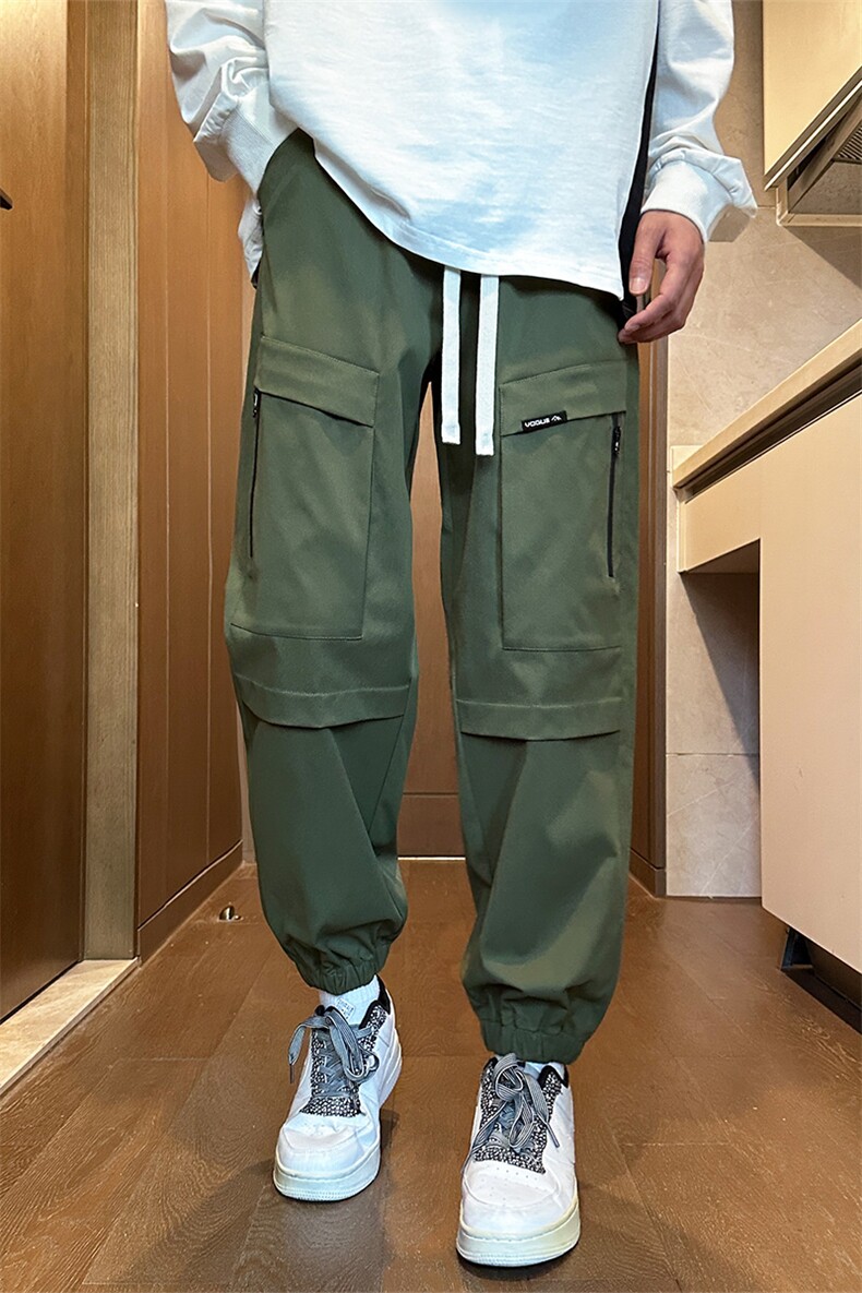 春款港风休闲裤冲锋裤伞兵裤宽松运动裤拖地裤束脚裤男KP833P50,男装休闲裤,星座1204-3