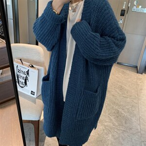 长款坑条大开衫图片