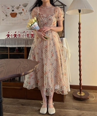 法式桔梗连衣裙，女装连衣裙，Mu Mu