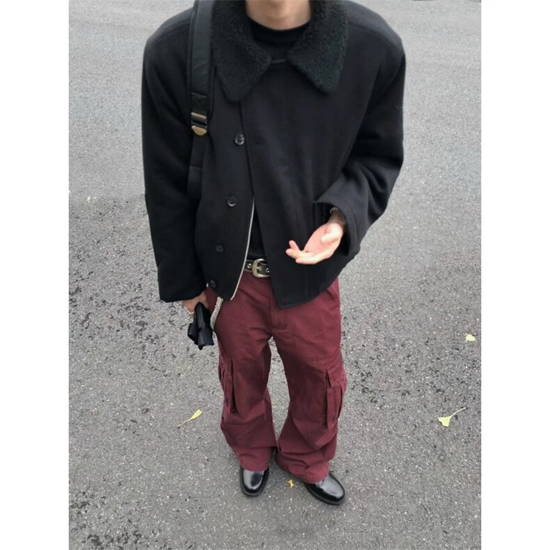 混纺前纤丝套羊羔绒棉服原宿气质慵懒潮流文艺百搭网B108-P75,男装棉衣,星座910-1