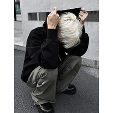 B221美式ins高街双拉链宽松开衫卫衣连帽外套SY2319-P95控128，男装卫衣，电商B221