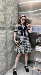 订制色织格子连衣裙，女装连衣裙，红衣情缘